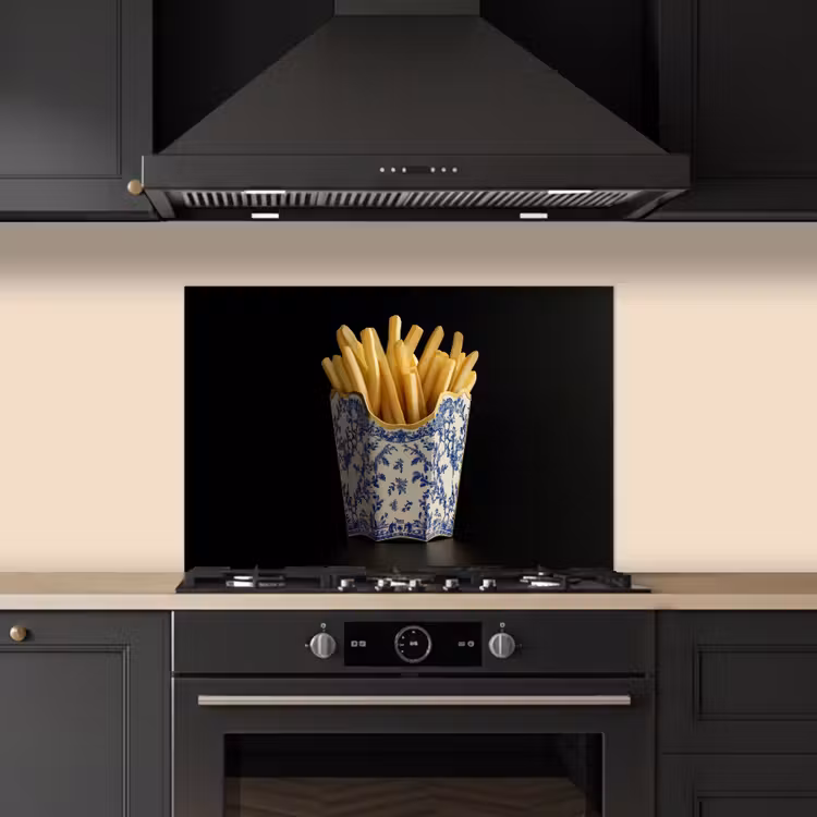 Spatscherm keuken - Friet - Porselein - Delfts blauw - Eten — 2