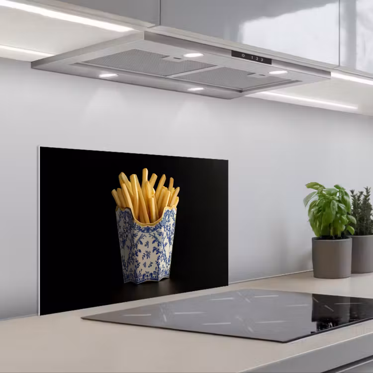 Spatscherm keuken - Friet - Porselein - Delfts blauw - Eten — 5