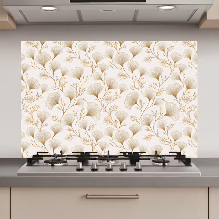 Spatscherm keuken - Ginkgo - Takken - Goud — 1