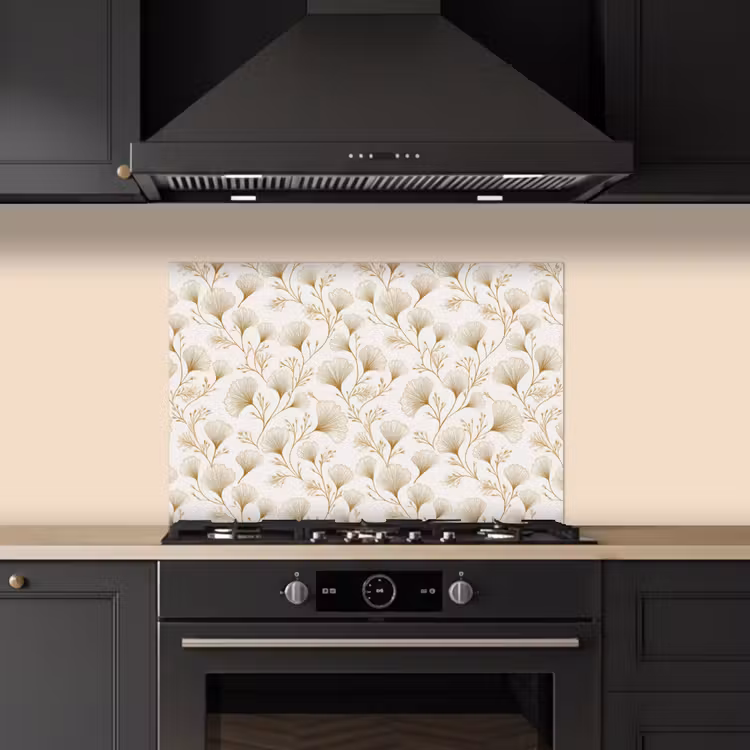 Spatscherm keuken - Ginkgo - Takken - Goud — 2