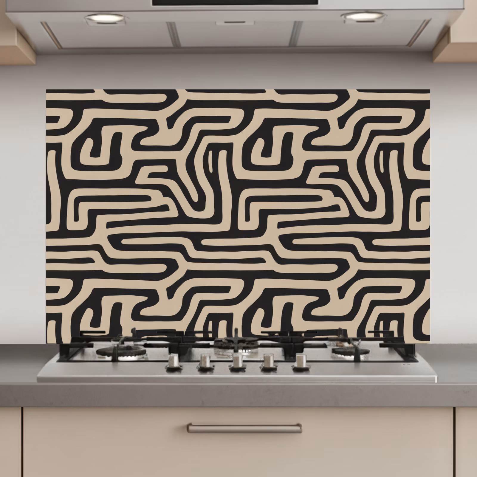 Spatscherm keuken - Grafisch - Lijnen - Zwart — 1