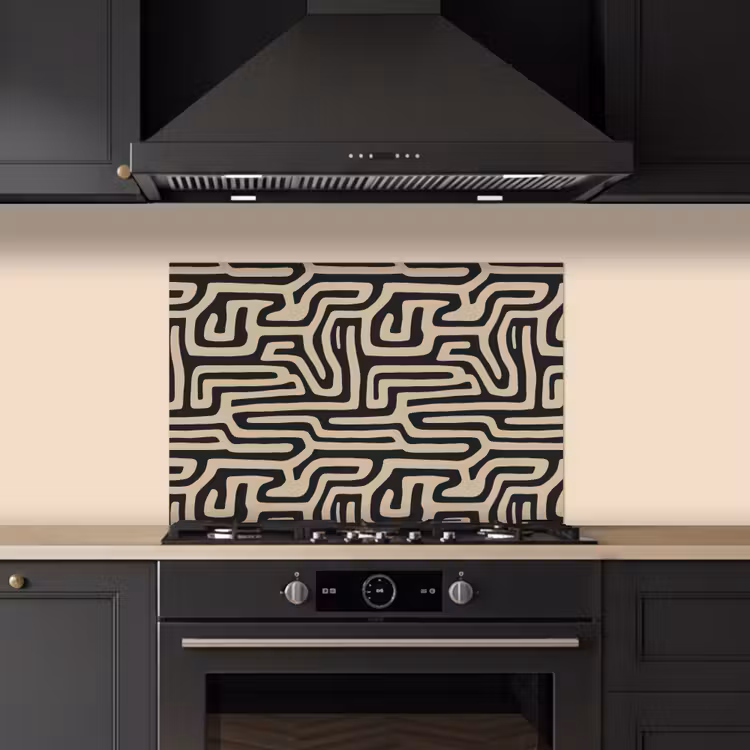 Spatscherm keuken - Grafisch - Lijnen - Zwart — 2
