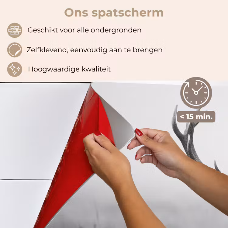 Spatscherm keuken - Hert - Mistig - Zwart - Wit — 4