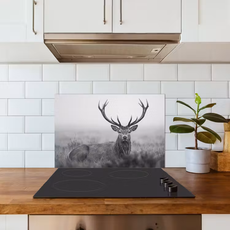 Spatscherm keuken - Hert - Mistig - Zwart - Wit — 6