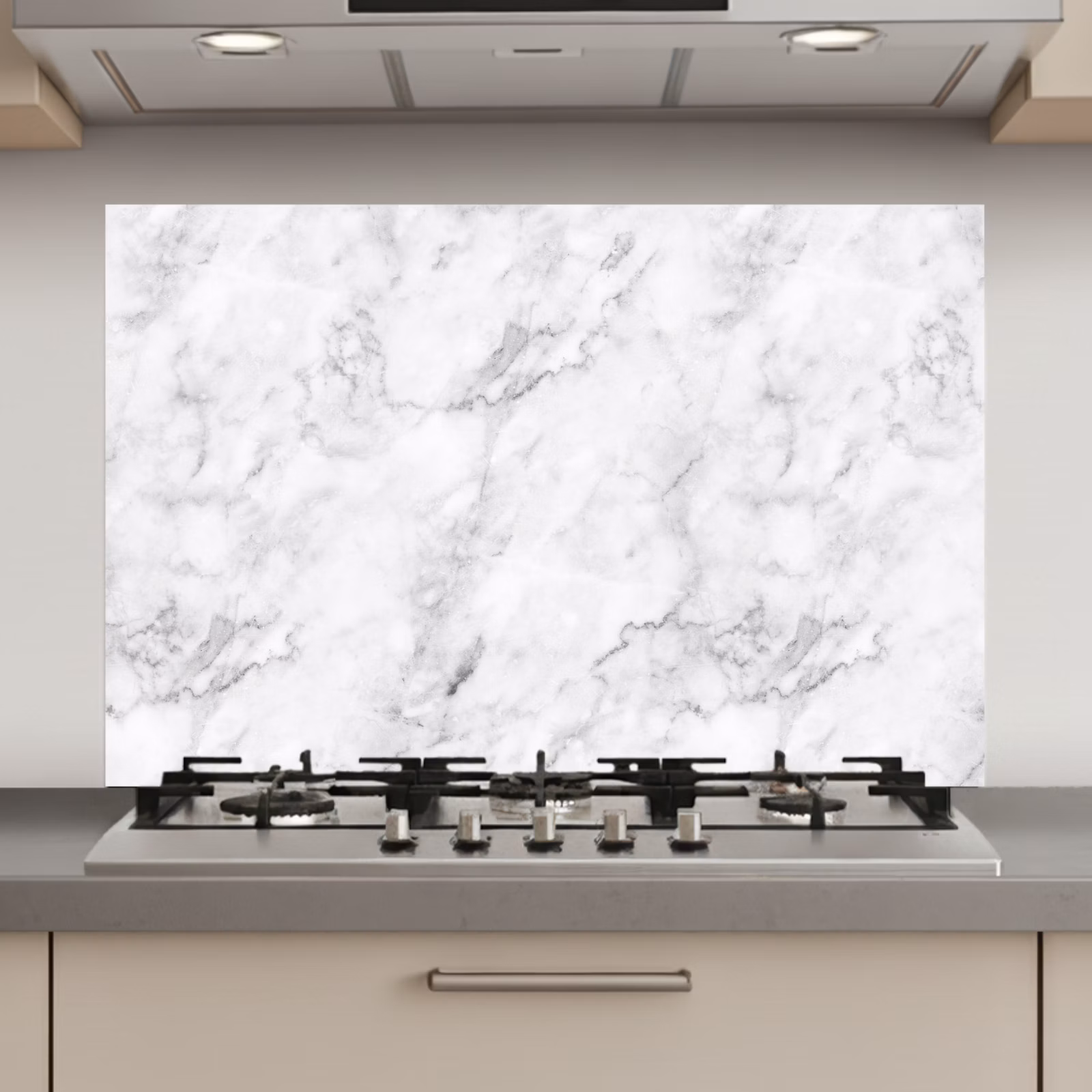 Spatscherm keuken - Klassiek - Marmer - Aders - Grijs — 1
