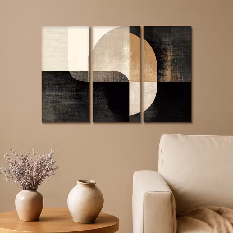 Meerluik schilderij - 3 luiken - Vormen - Abstract - Goud — 1