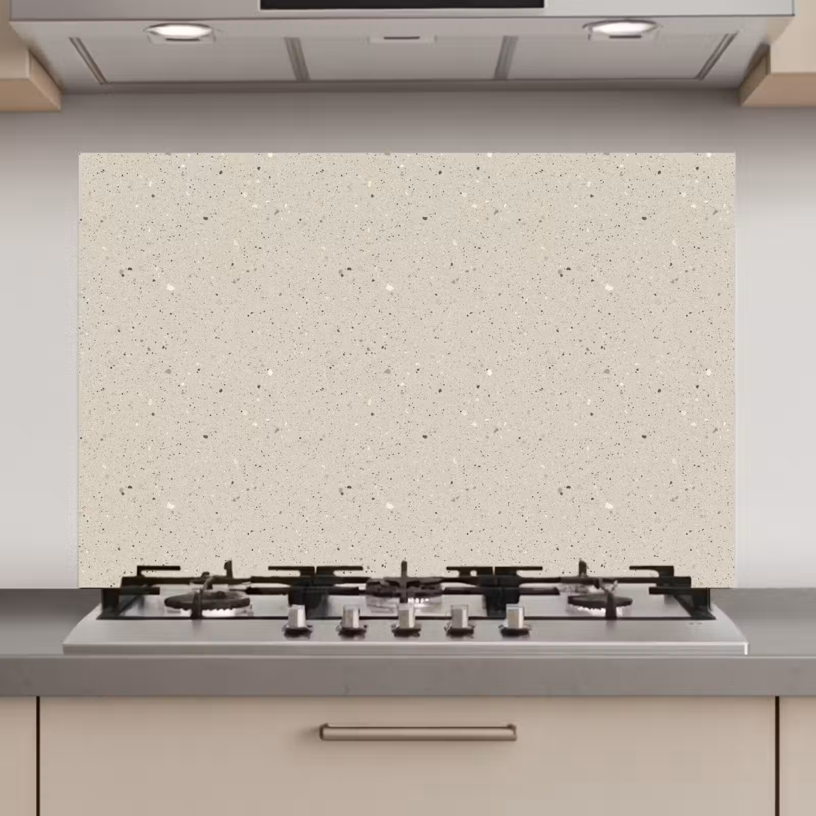 Spatscherm keuken - Lichtbeige - Terrazzo - Grijs — 1