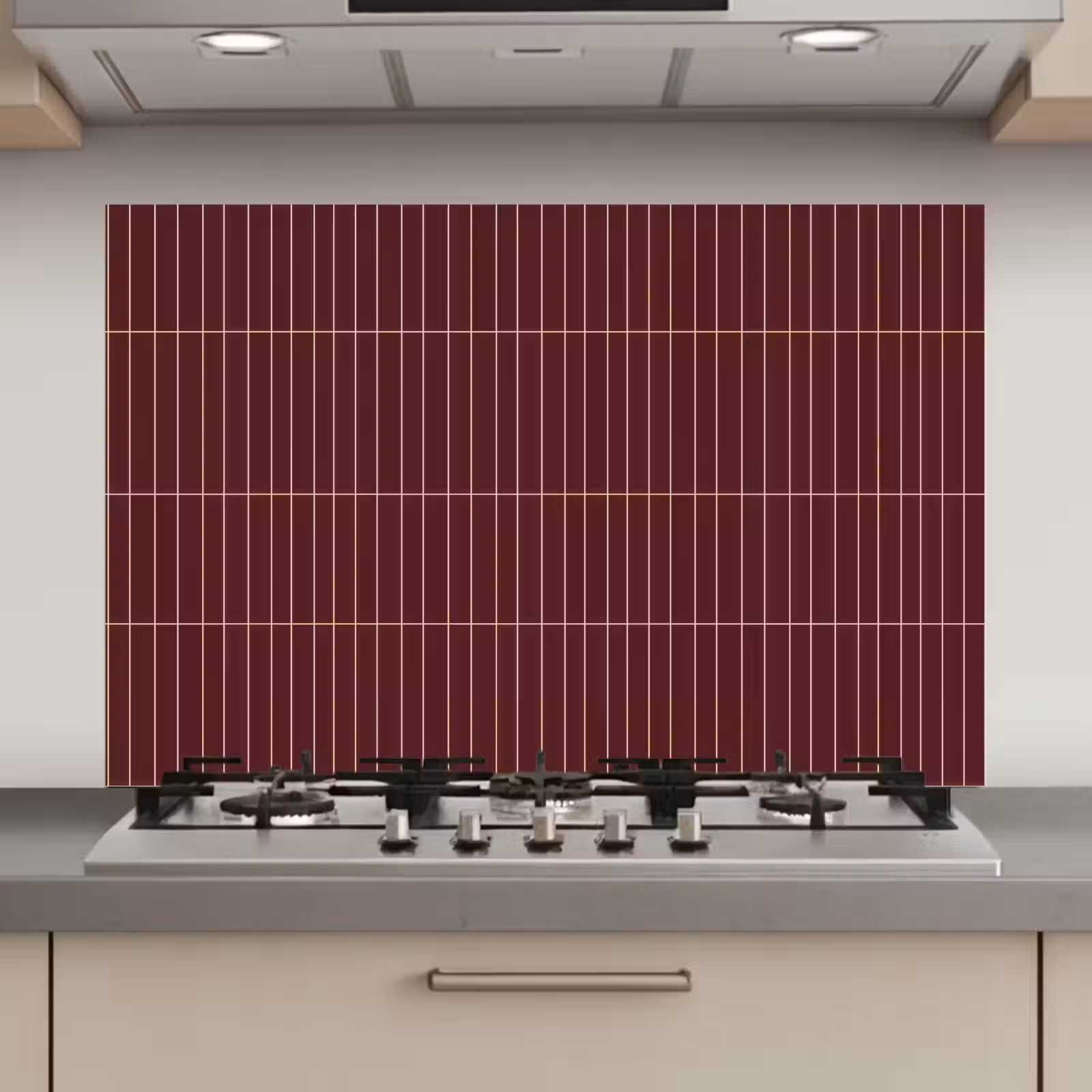 Spatscherm keuken - Lijnen - Patroon - Bordeaux — 1