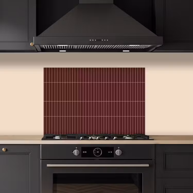 Spatscherm keuken - Lijnen - Patroon - Bordeaux — 2