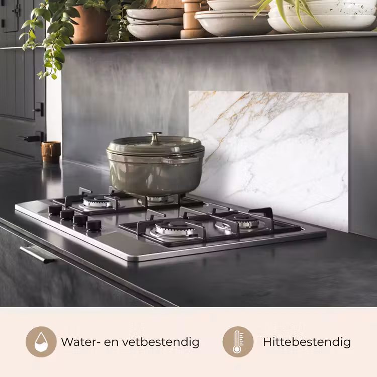 Spatscherm keuken - Marmer - Steen - Wit - Goud - Marmerlook - Steen - Luxe — 7