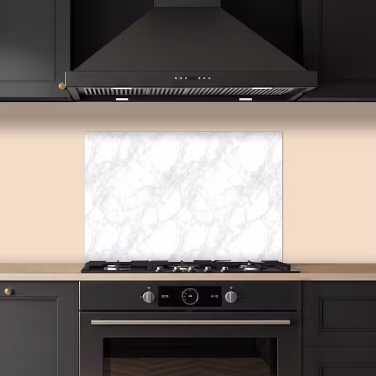 Spatscherm keuken - Minimalistisch - Wit - Grijze aders — 2