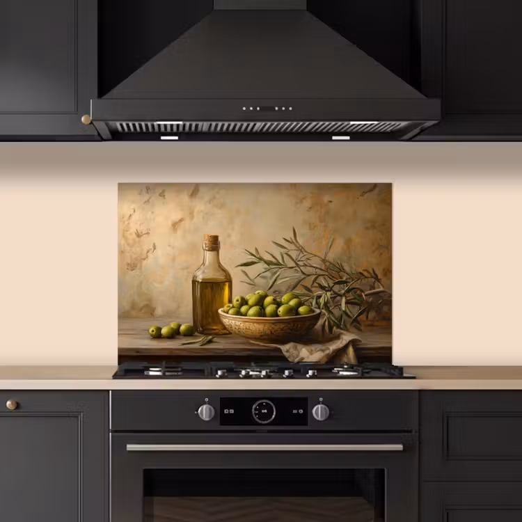 Spatscherm keuken - Olijven - Stilleven - Vintage — 2