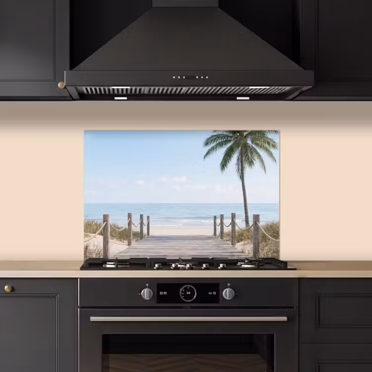 Spatscherm keuken - Palmbomen - Pad - Horizon — 2