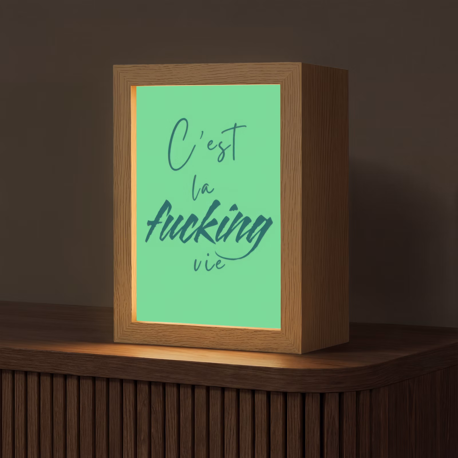 Tafellamp - c'est la fucking vie - Groen - Penseelstijl — 1