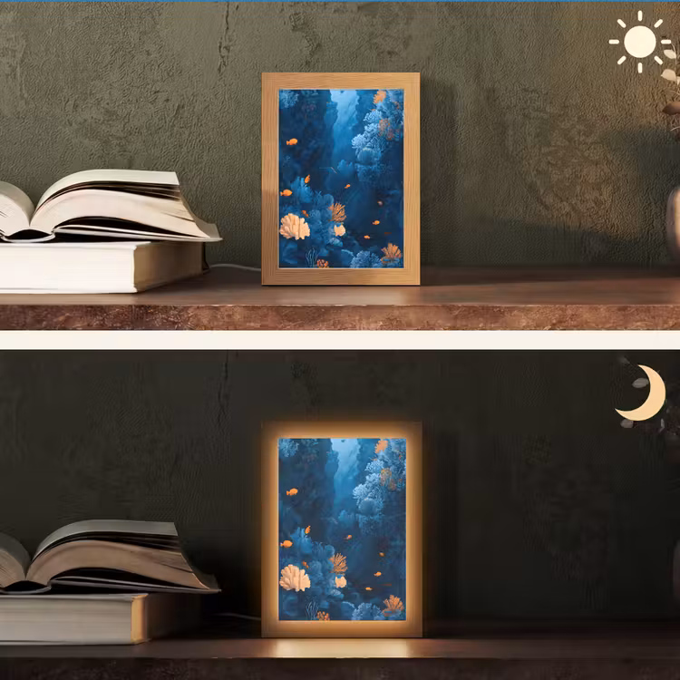 Tafellamp - Koraalrif - Vissen - Oceaan - Blauw — 5