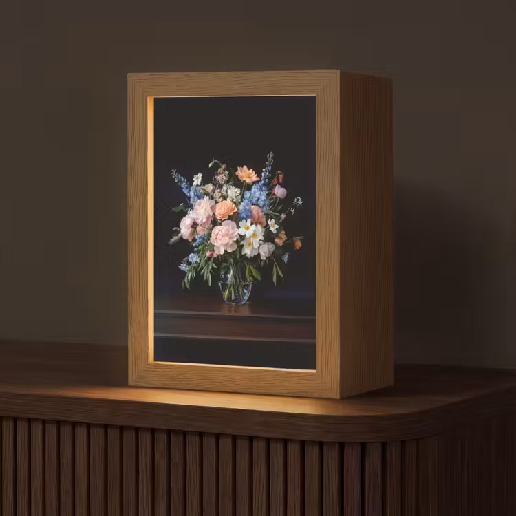 Tafellamp - Pastel - Bloemen - Glazen - Vaas — 1
