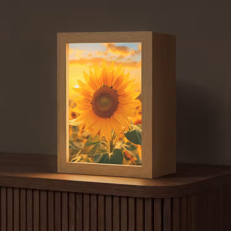 Tafellamp - Zonnebloem - Bloemen - Geel - Bloemenveld met zonnebloemen — 1