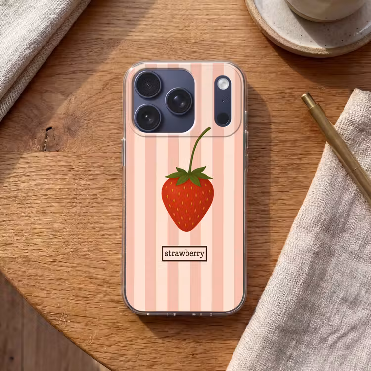Telefoonhoesje - Aardbei - Strepen - Minimalistisch - Rood — 2