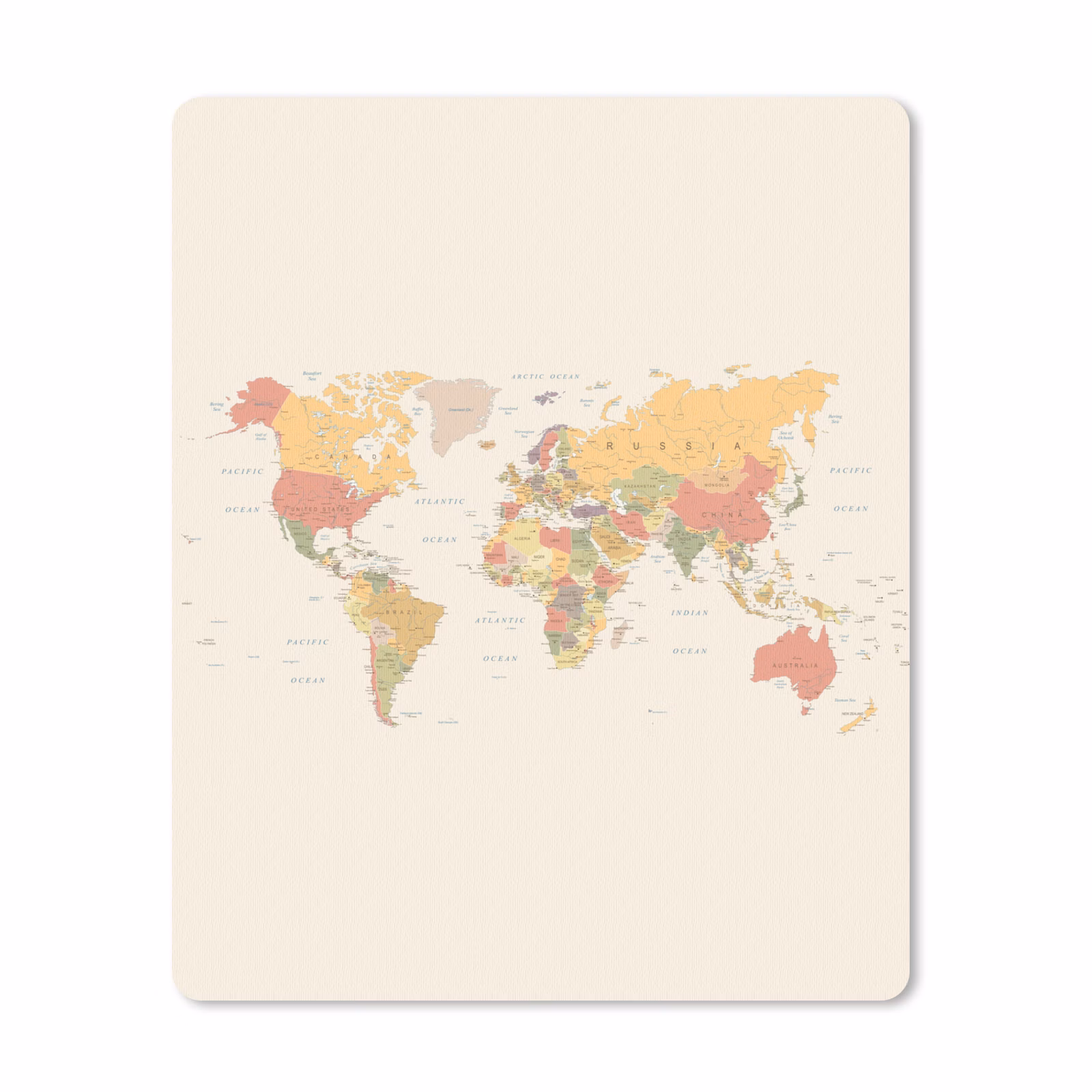 Muismat - Wereldkaart - Realistisch - Beige — 1