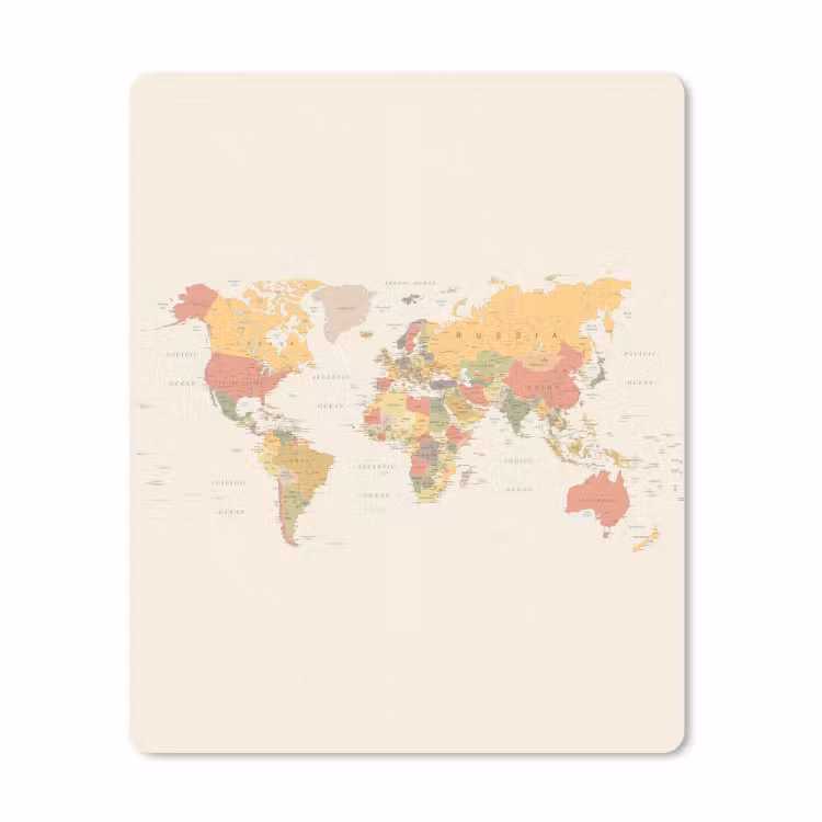 Muismat - Wereldkaart - Realistisch - Beige — 1