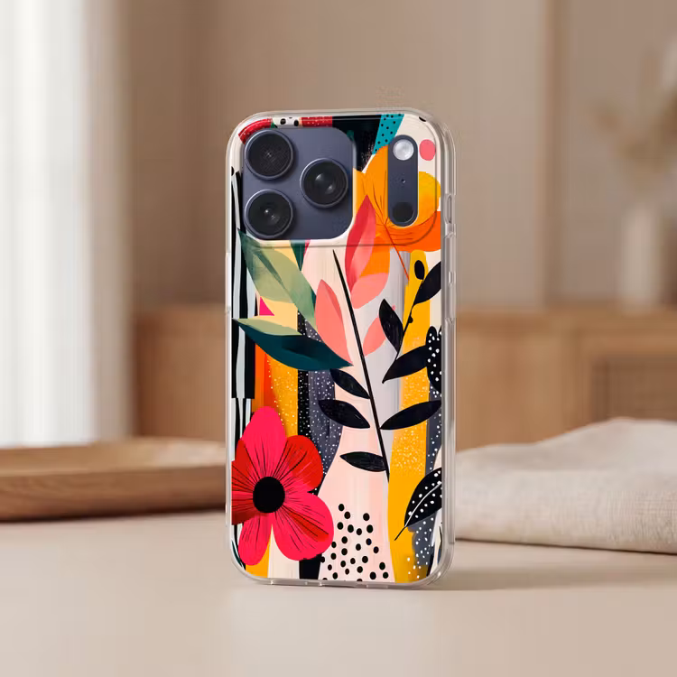 Telefoonhoesje - Bloemen - Bladeren - Abstract - Kleurrijk — 3