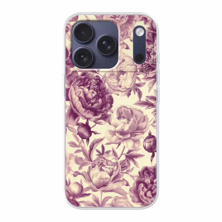 Telefoonhoesje - Bloemen - Patroon - Paars - Beige — 1