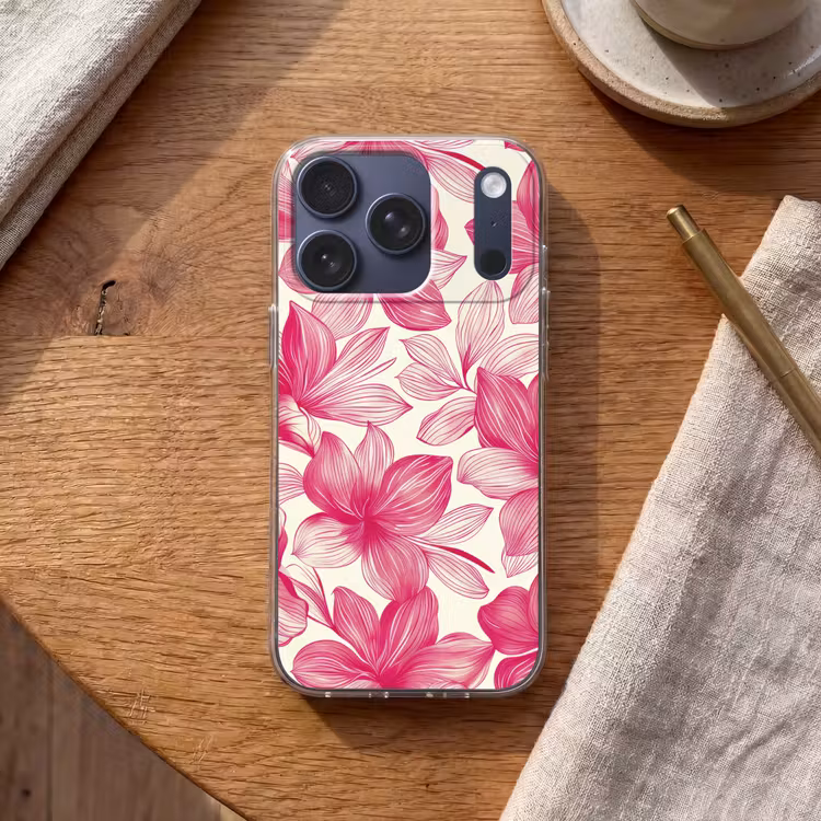Telefoonhoesje - Bloemen - Patroon - Roze - Wit — 2
