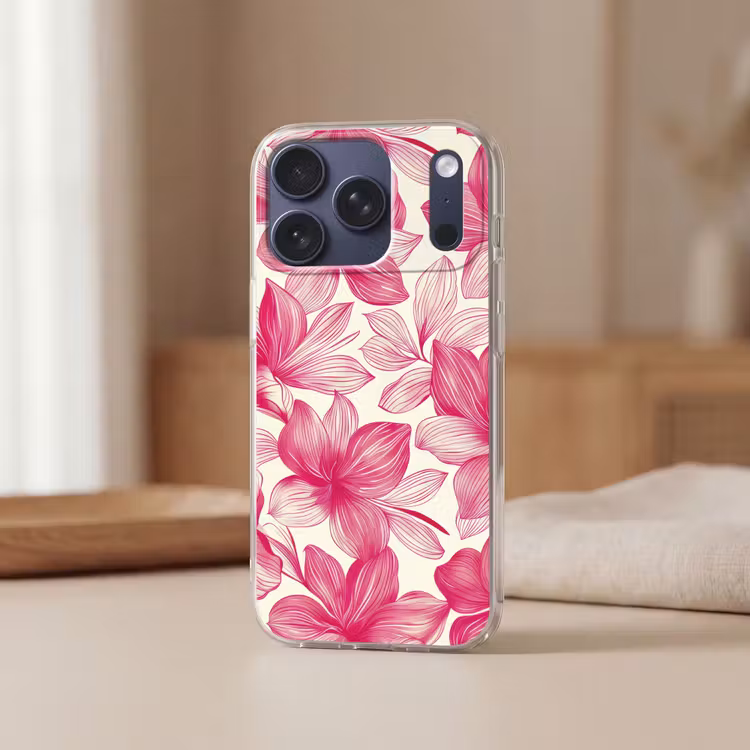 Telefoonhoesje - Bloemen - Patroon - Roze - Wit — 3