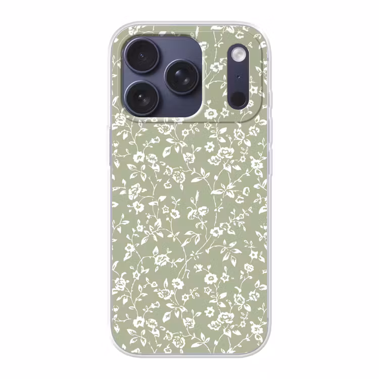 Telefoonhoesje - Bloemen - Print - Groen - Wit — 1