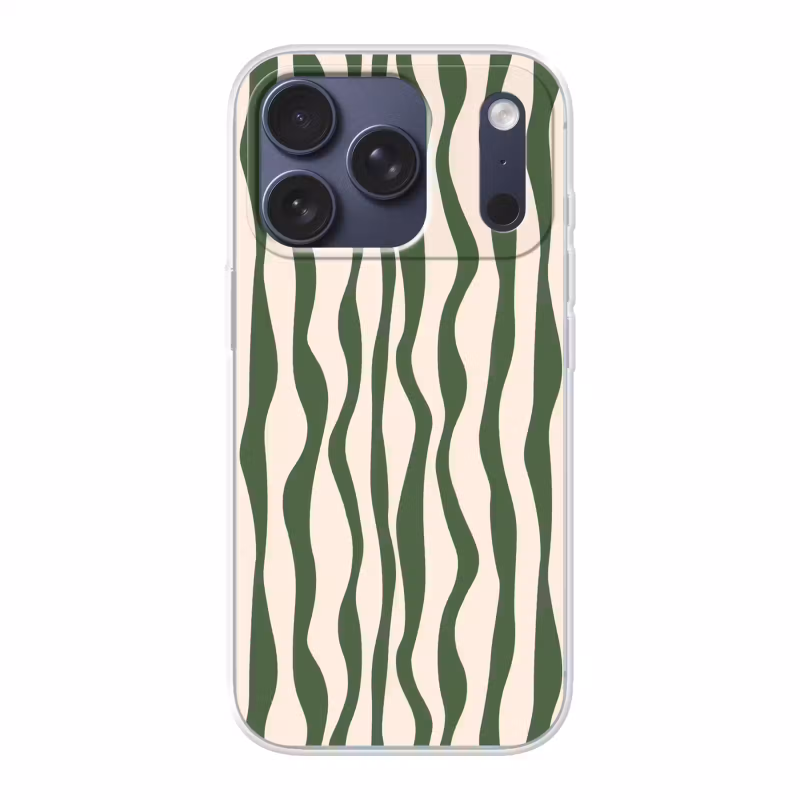 Telefoonhoesje - Golvende lijnen - Beige - Groen - Strepen - Abstract — 1