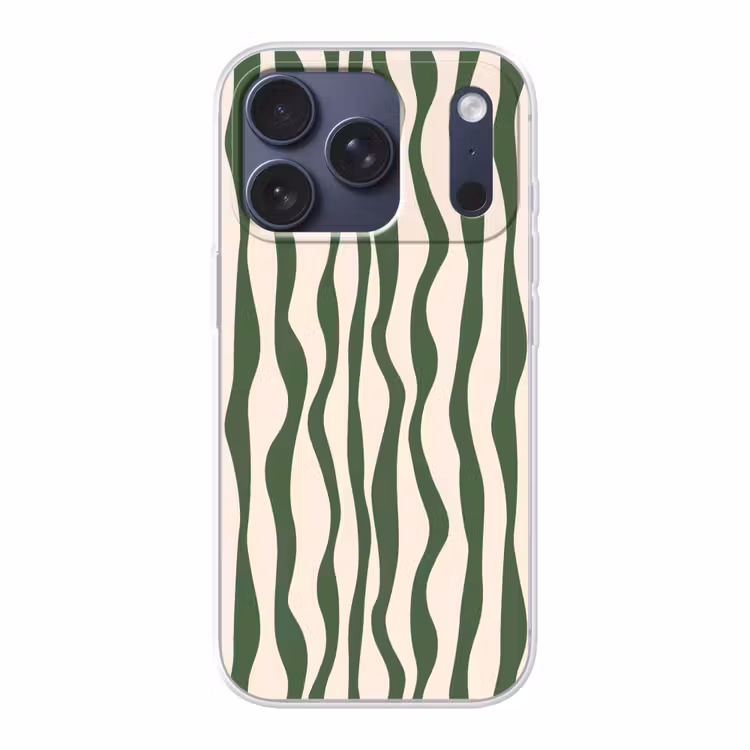Telefoonhoesje - Golvende lijnen - Beige - Groen - Strepen - Abstract — 1