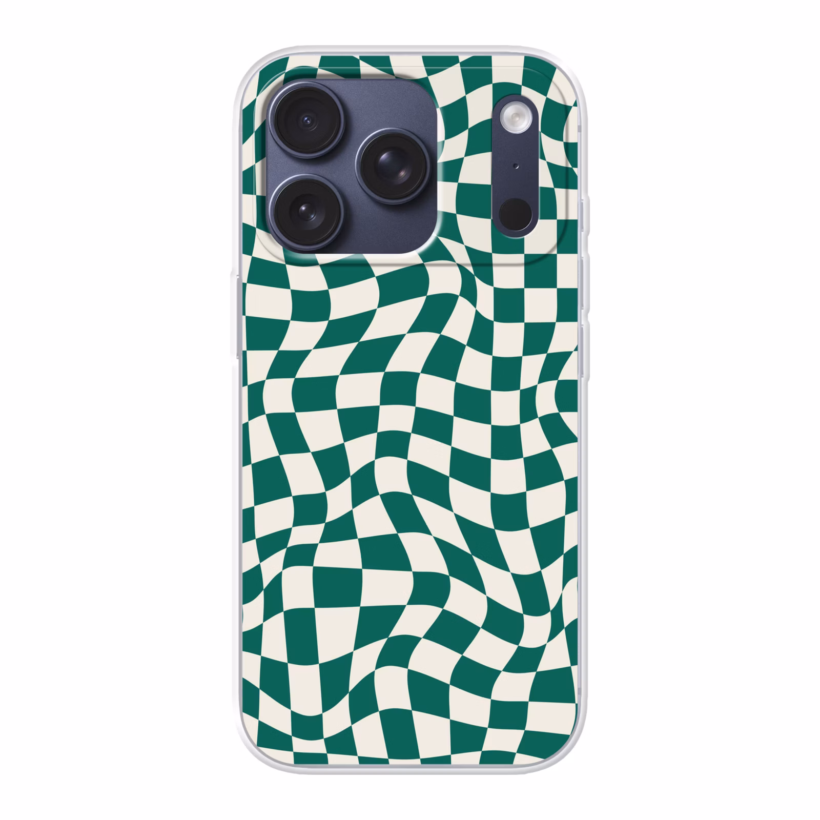 Telefoonhoesje - Golvende vakjes - Groen - Wit - Abstract — 1