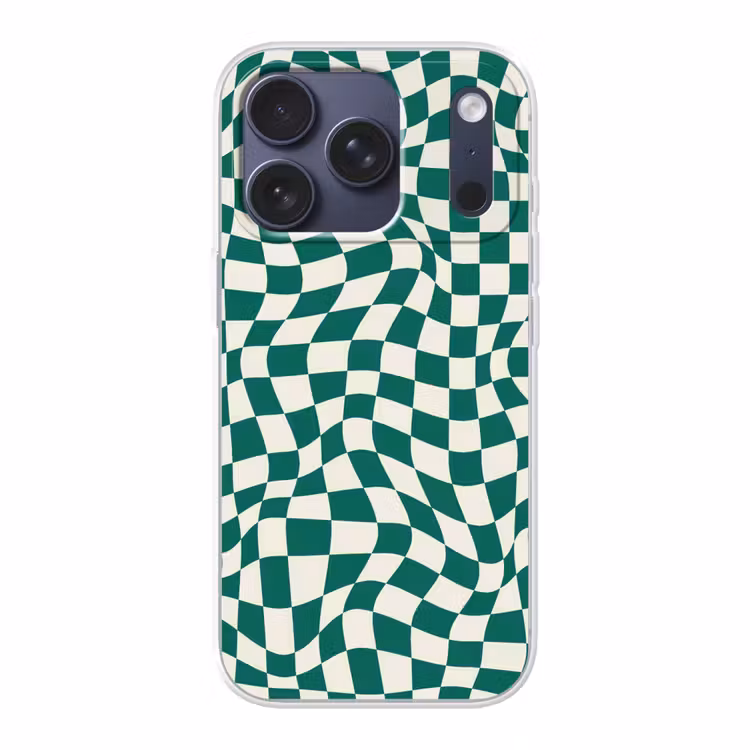 Telefoonhoesje - Golvende vakjes - Groen - Wit - Abstract — 1