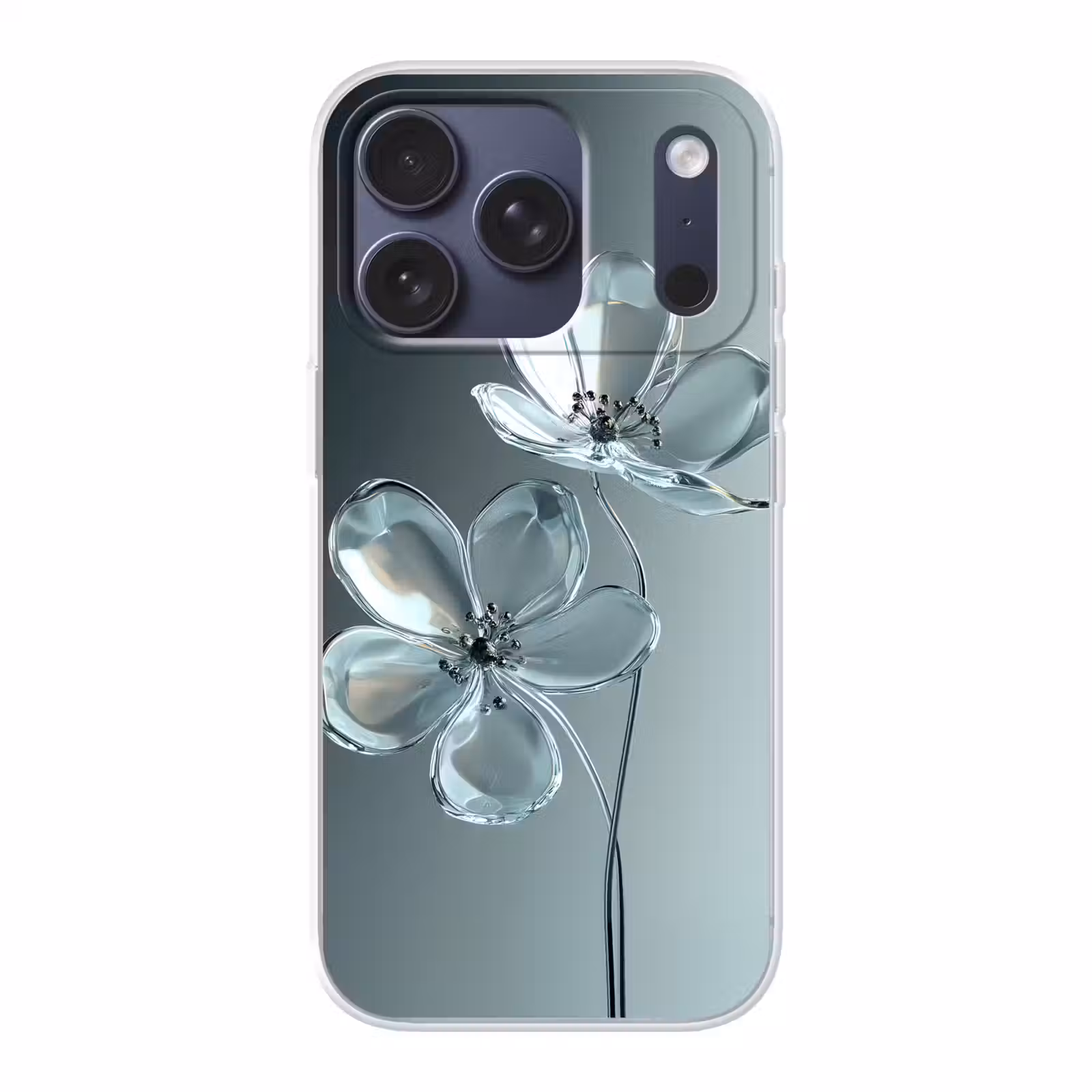Telefoonhoesje - Kristal - Bloemen - Grijs — 1