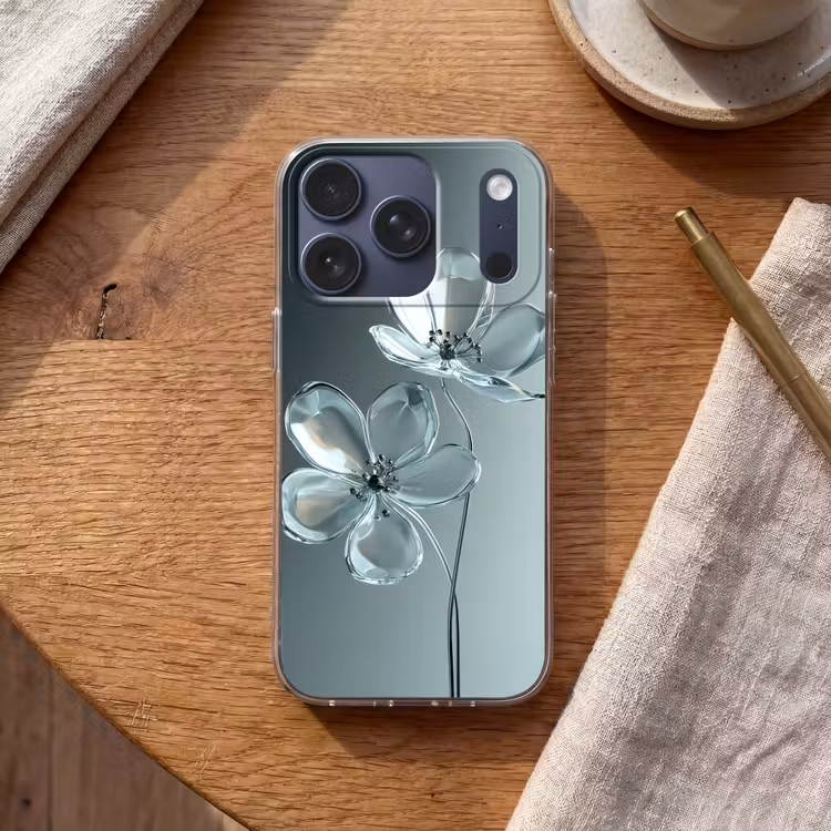 Telefoonhoesje - Kristal - Bloemen - Grijs — 2