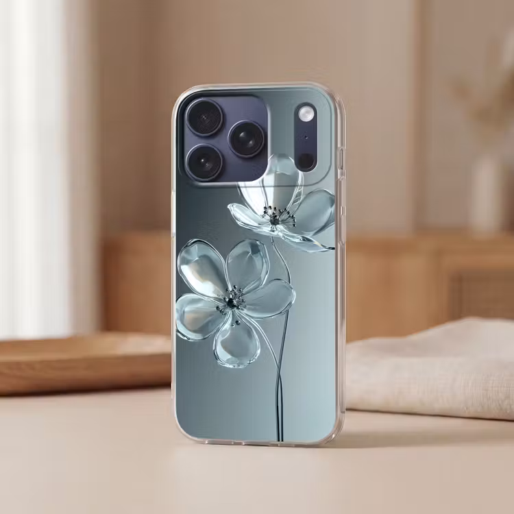 Telefoonhoesje - Kristal - Bloemen - Grijs — 3