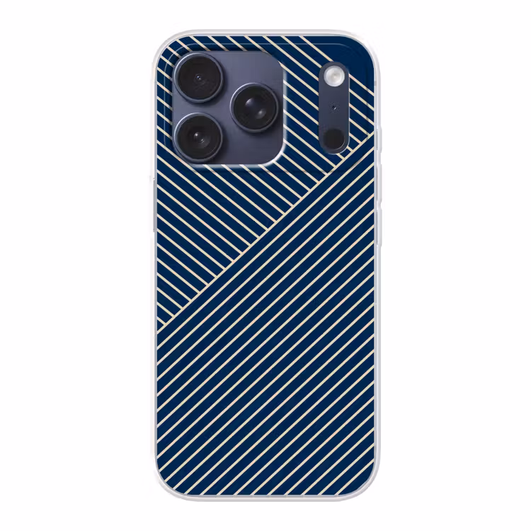 Telefoonhoesje - Lijnen - Abstract - Blauw - Wit - Minimalistisch — 1