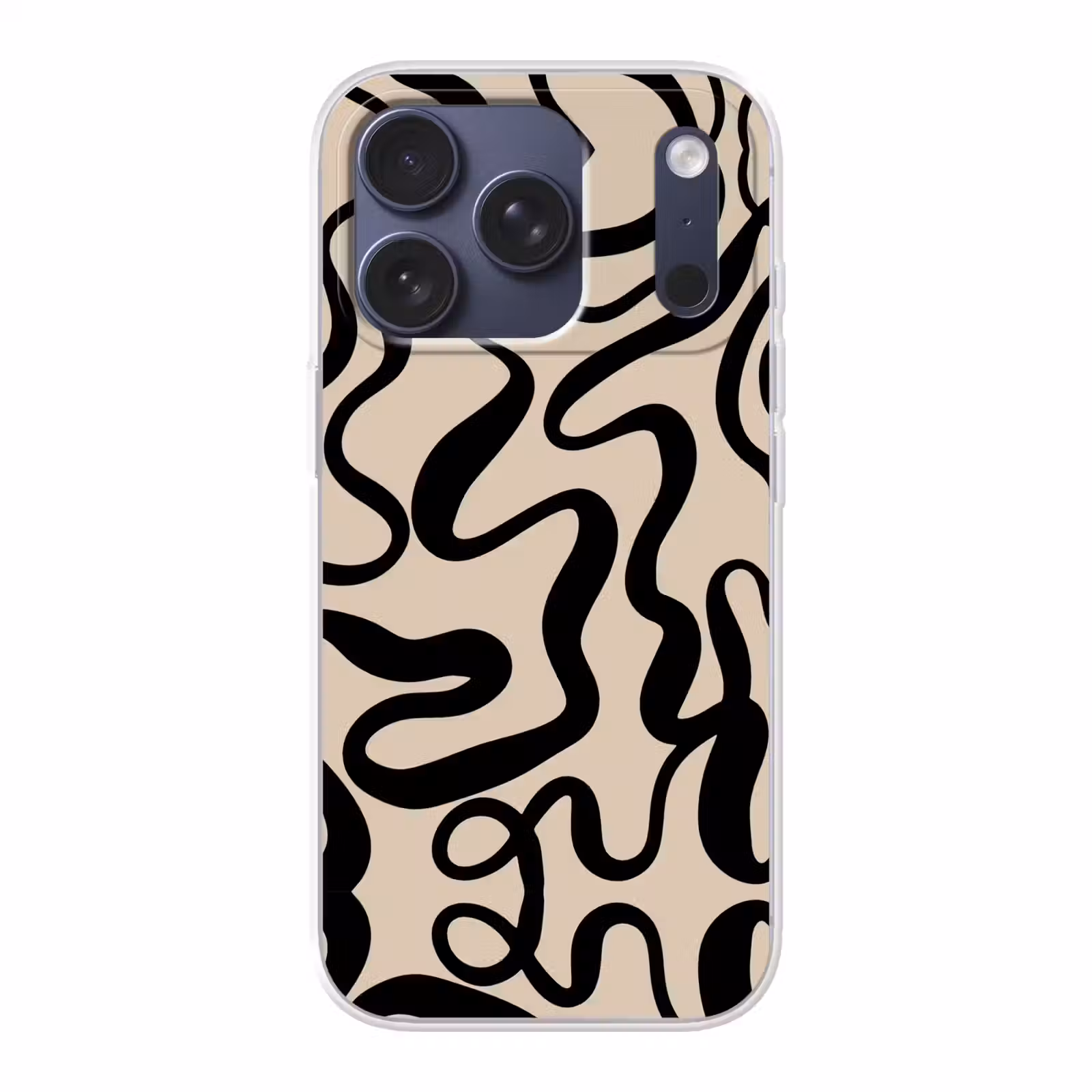 Telefoonhoesje - Lijnen - Zwart - Beige - Abstract - Minimalistisch — 1