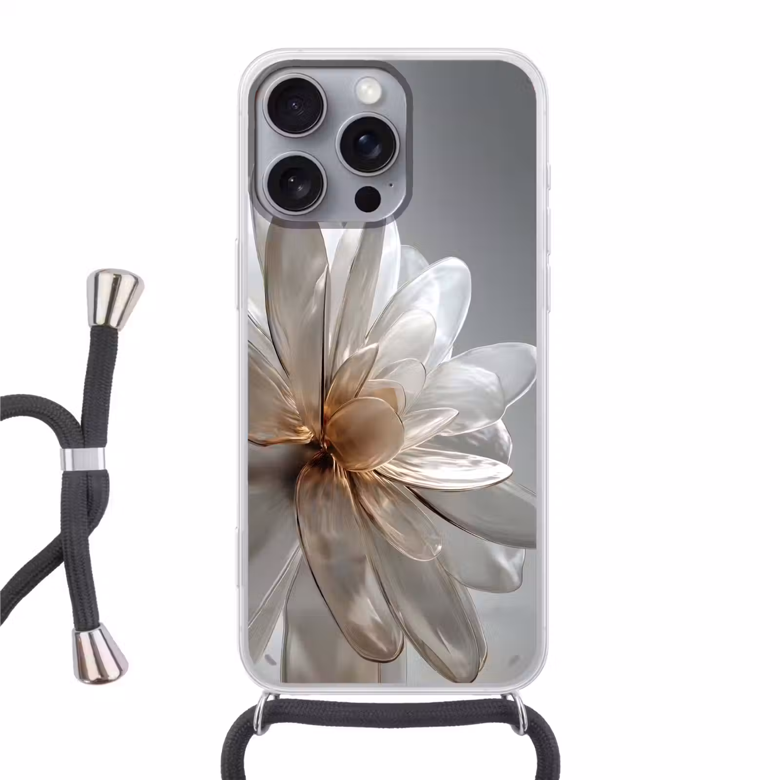 Telefoonhoesje met koord - Bloem - Wit - Neutraal — 1