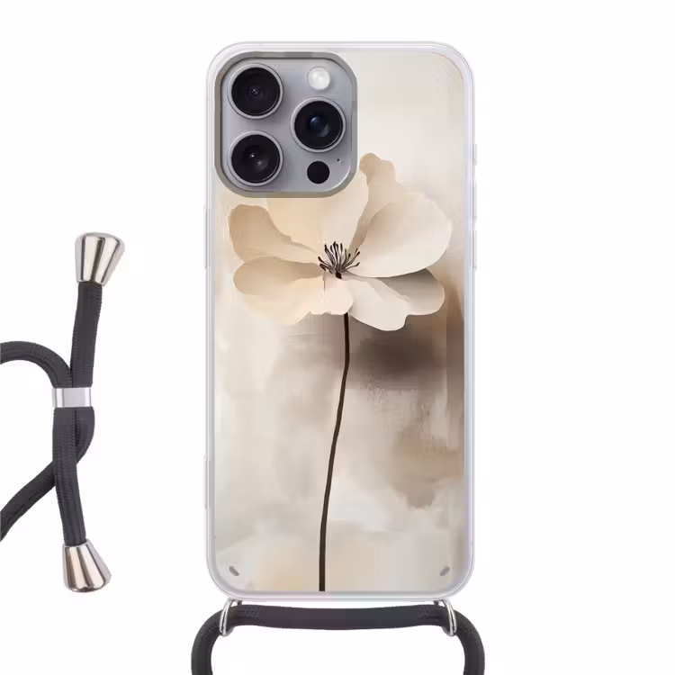 Telefoonhoesje met koord - Bloem - Beige - Verf - Schaduw — 1