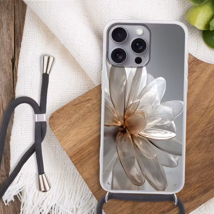 Telefoonhoesje met koord - Bloem - Wit - Neutraal — 3