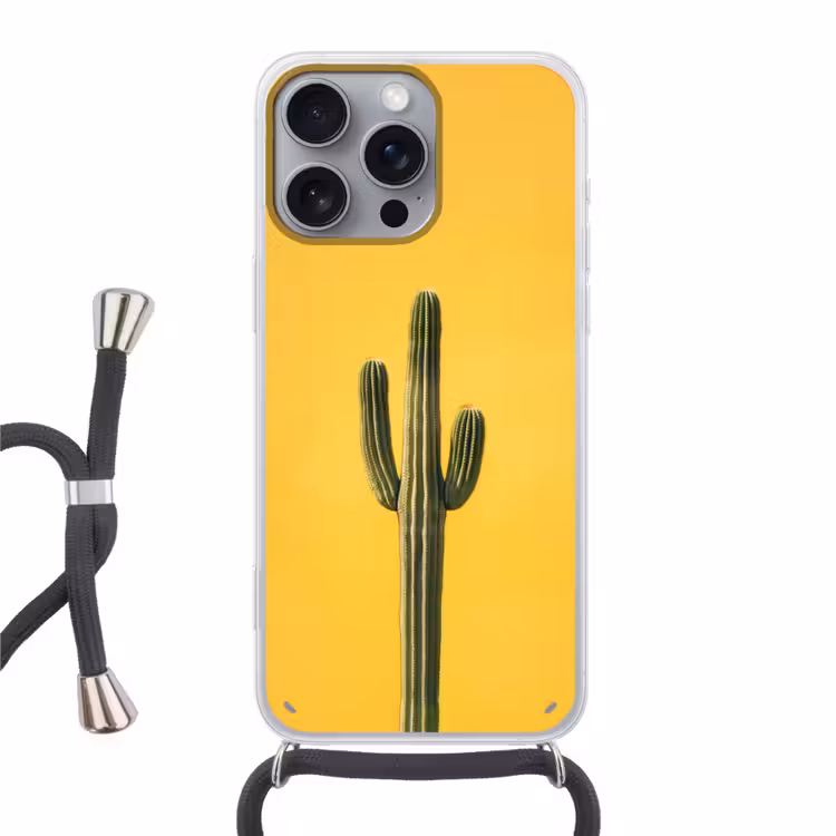 Telefoonhoesje met koord - Cactus - Groen - Minimalistisch — 1