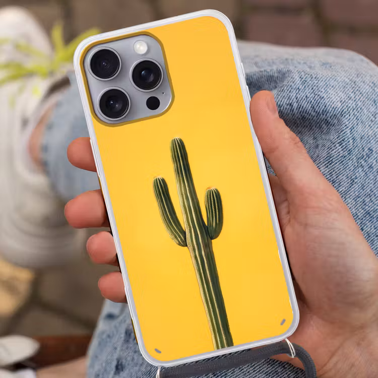 Telefoonhoesje met koord - Cactus - Groen - Minimalistisch — 2