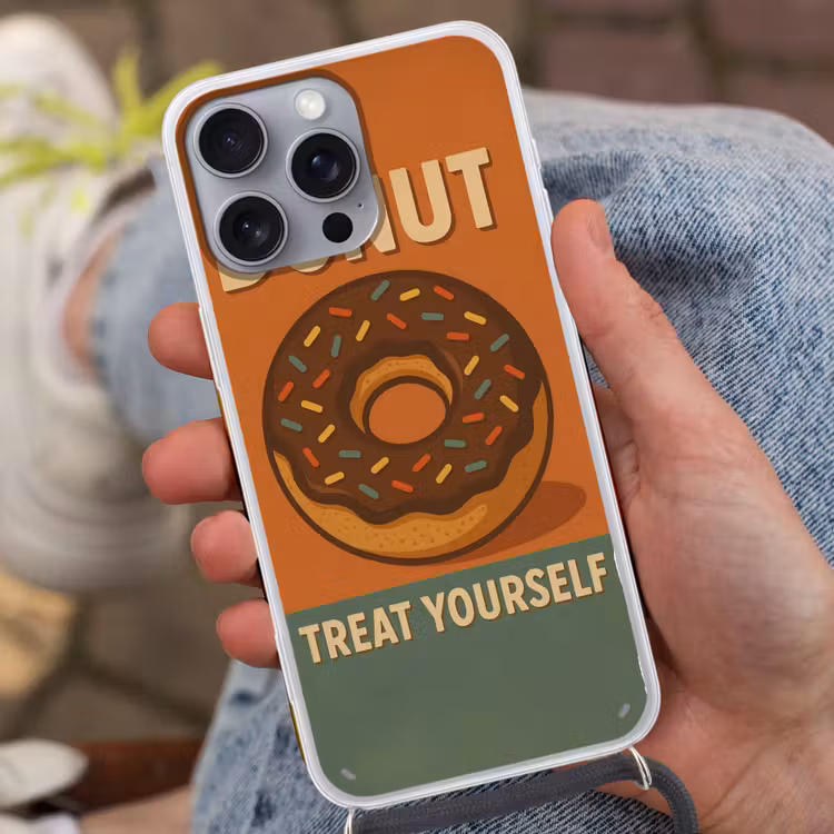 Telefoonhoesje met koord - Donut - Spikkels - Kleurrijk - Quote — 2