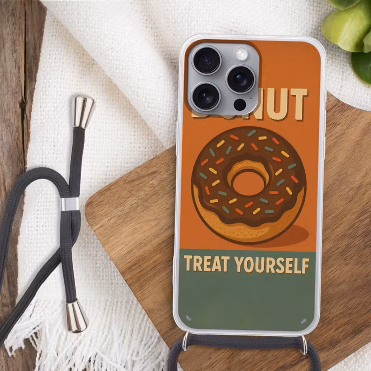Telefoonhoesje met koord - Donut - Spikkels - Kleurrijk - Quote — 3