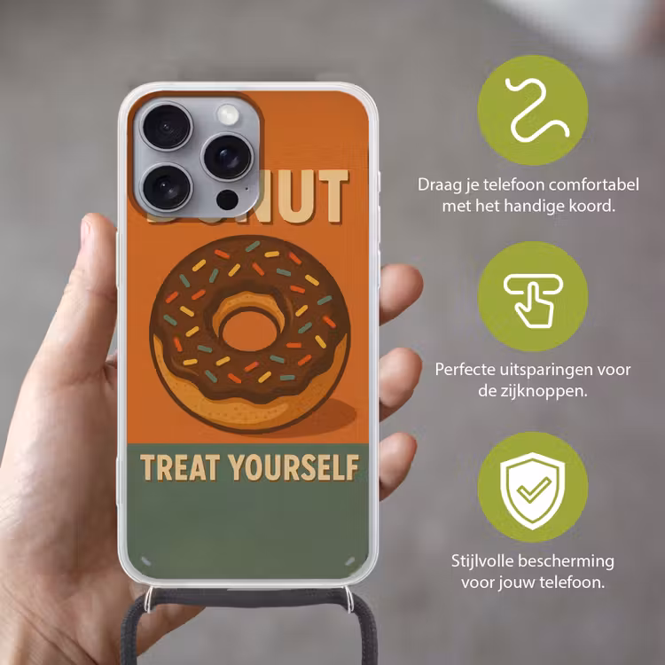Telefoonhoesje met koord - Donut - Spikkels - Kleurrijk - Quote — 4