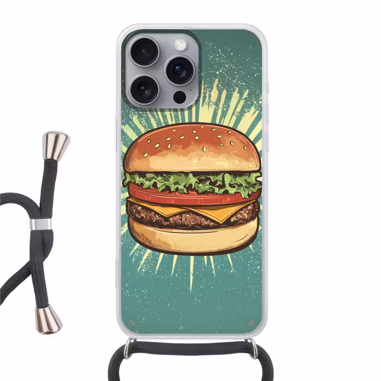 Telefoonhoesje met koord - Hamburger - Illustratie - Sla - Kaas — 1