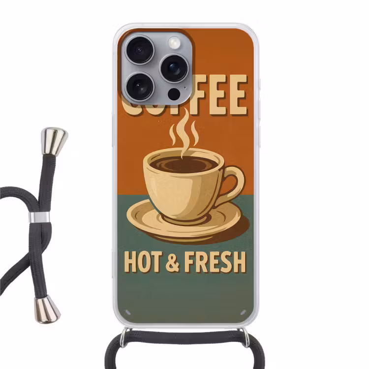 Telefoonhoesje met koord - Koffie - Kop - Vintage - Quote — 1