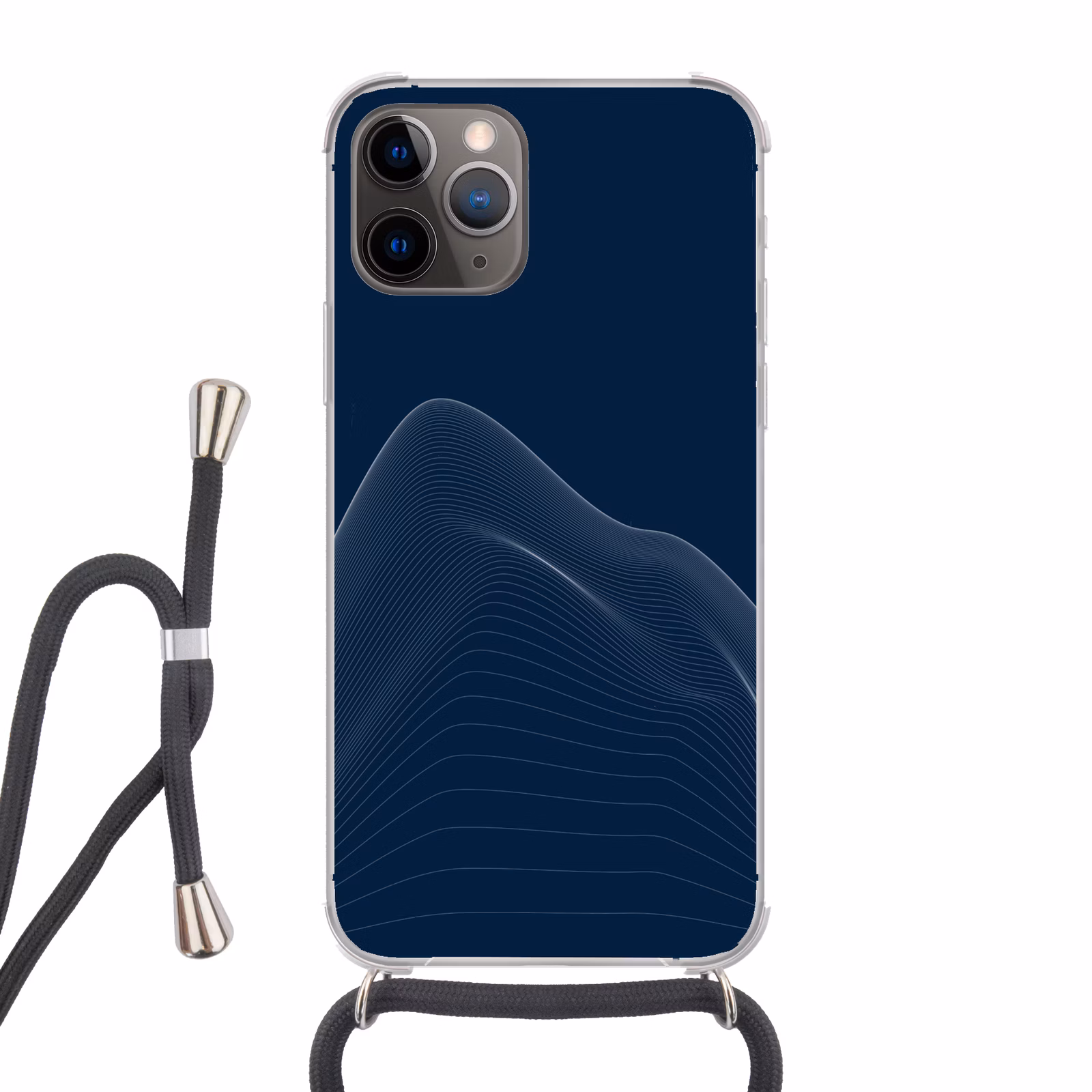 Telefoonhoesje met koord - Lijnen - Abstract - Blauw - Wit — 1