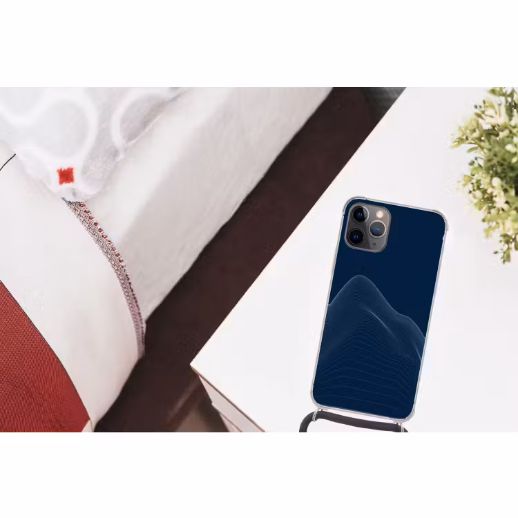 Telefoonhoesje met koord - Lijnen - Abstract - Blauw - Wit — 3